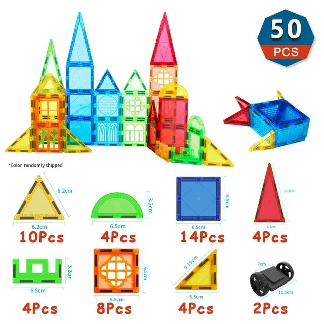 Magnetic Building Blocks Kit - Colorful Educational Puzzle for Kids Ages 3+ - Ideal Birthday Gift