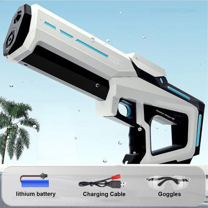 Water Blaster Cordless Dual Motor-Driven Water Gun Large Capacity 8m Range Burst Mode Summer 2025 Beach Kids Toy