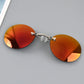 On Clip Nose Glasses UV400 Round Rimless Sunglasses Mini Frameless Vintage Men Eyewear