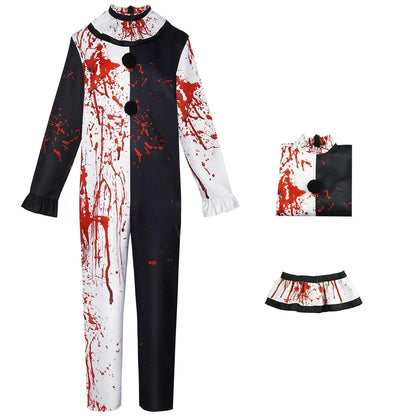 Costume Clown Bloody Jumpsuit Halloween 2025 Scary Party