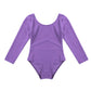 Plush girls' leotards - long sleeve solid color, polyester, for ballet and gymnastics training