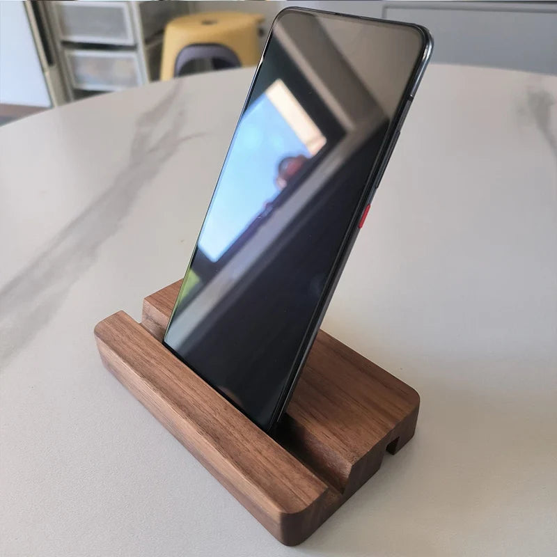 Universal Solid Wood Desk Stand Holder for Mobile Phones & Tablets - Household Accessories