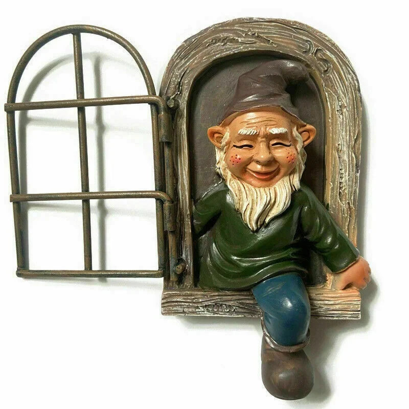 Gnome Garden Resin Statue Naughty Elf Window Hugger Fairy Tale Garden Decor Fall 2026 Gift Idea
