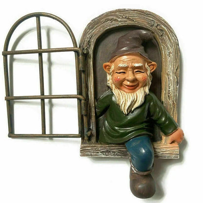 Gnome Garden Resin Statue Naughty Elf Window Hugger Fairy Tale Garden Decor Fall 2026 Gift Idea
