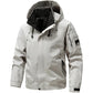 Water-Resistant Relaxed Men's Jacket - Hooded Polyester, Camping