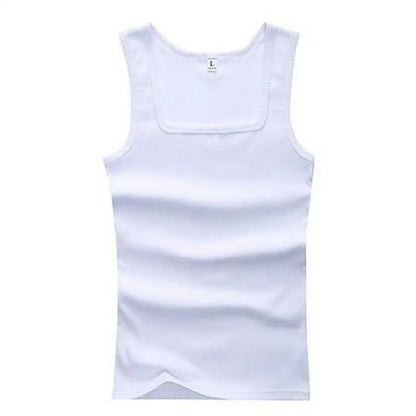 slash neck, casual fit, solid, summer knit vest – Breathable men's cotton tank top