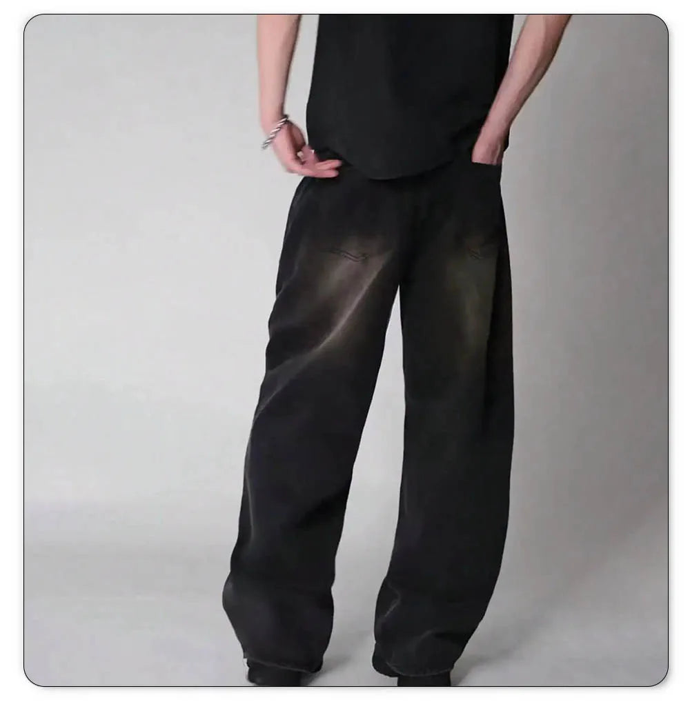 Men's Oversized Wide Leg Jeans - Baggy Straight Cotton Blend