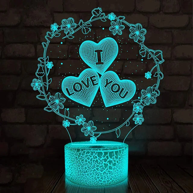 Illusion 3D Heart Lamp - USB LED Night Light, An Ideal Valentine's Day Gift