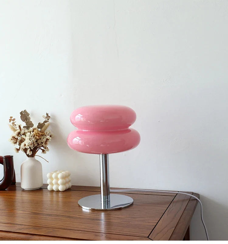 Glass Macaron Table Lamp Trichrome Night Light Eye Guard
