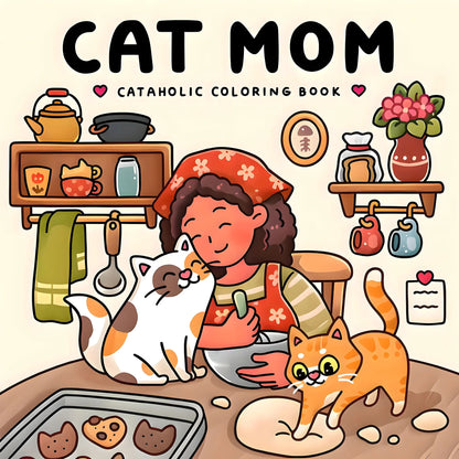 Book Coloring 24-Page Cat Family Life Scenes Relaxation Easter Gift Idea For Stress Relief