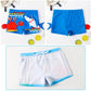 Fast-dry boys' swim shorts - cartoon crab and shark print 2pc set, polyester, for swimming and beach days