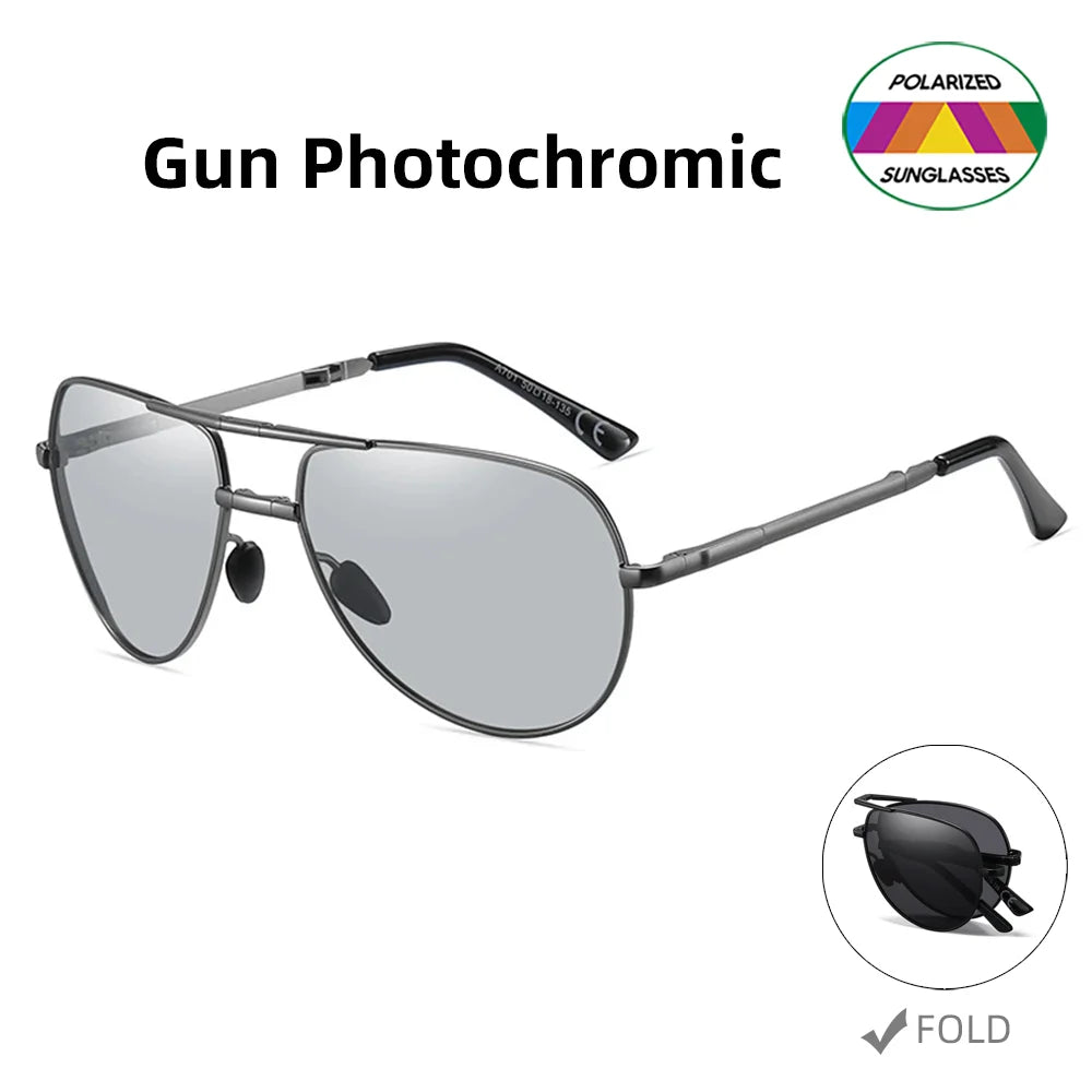 Sunglasses Aviator Foldable Metal Pilot Style Polarized UV400 Sun Glasses, Summer 2026 Trend, All-Day Comfort