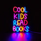 LED2025 Edition Neon Sign Multicolor, Cool Kids Read Books Wall Decor USB Powered, Kids Room Party Wedding Back To School