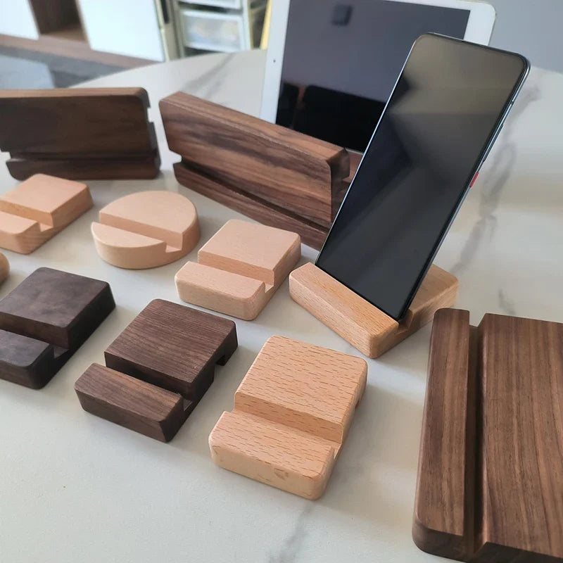 Universal Solid Wood Desk Stand Holder for Mobile Phones & Tablets - Household Accessories