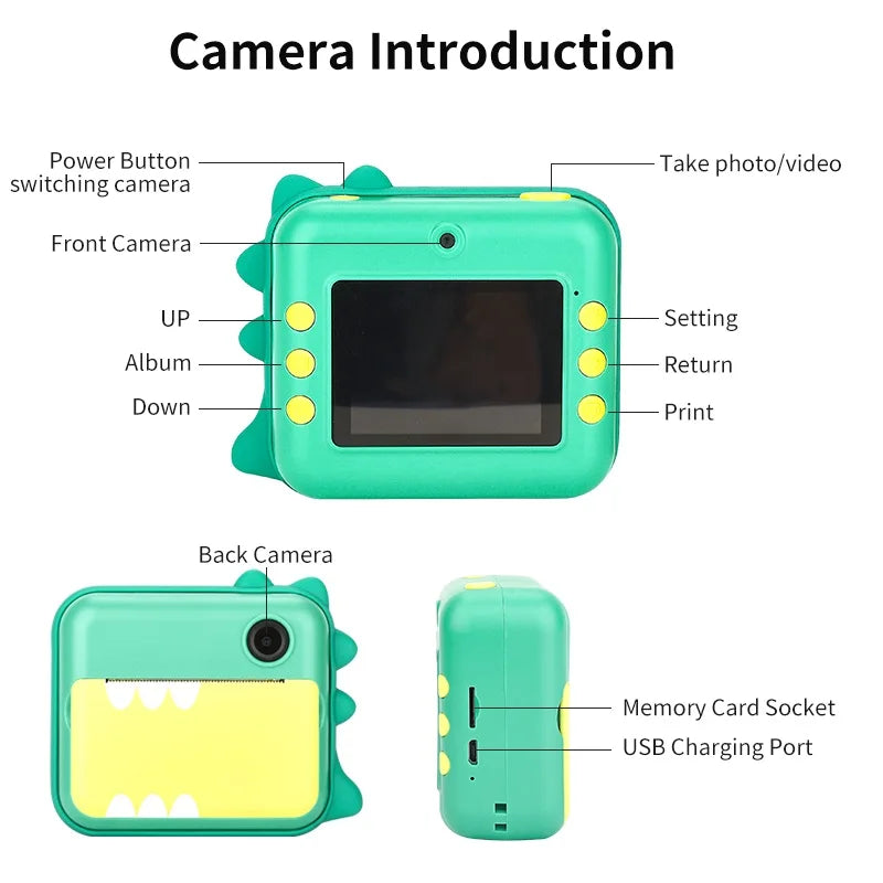 Instant Children's Photo Camera with Thermal Printing 1080P Digital Camera for Creative Kids' Gift
