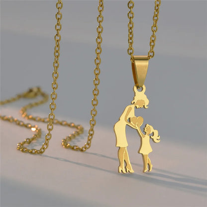 Mother's Day Gift Children Family Stainless Steel Jewelry – Silver Stainless Steel Mother & Kids Pendant Necklace