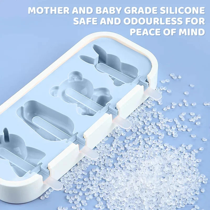 Silicone Mini Popsicle Molds Kit for Kids, BPA Free Reusable Ice Pop Maker, Simple Release and Dishwasher Safe