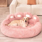 Bed Dog Plush Round Sofa Style Bed For Pets, Fall 2025 Cozy Washable Plush Bed With Paw Backrest Support