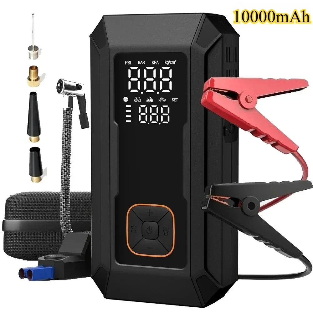 Car2025 Edition Jump Starter All-In-One Air Pump Tire Inflator Travel-Friendly Power Bank LED Light Fall