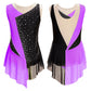 girls' Stretchy leotard - rhinestone mesh yoke, sleeveless, polyester, nylon, elastane, for lyrical dance performance