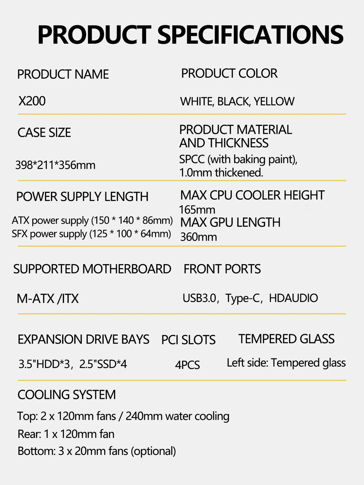 Mini ITX Case Glass Side 240mm Watercooling Travel-Friendly
