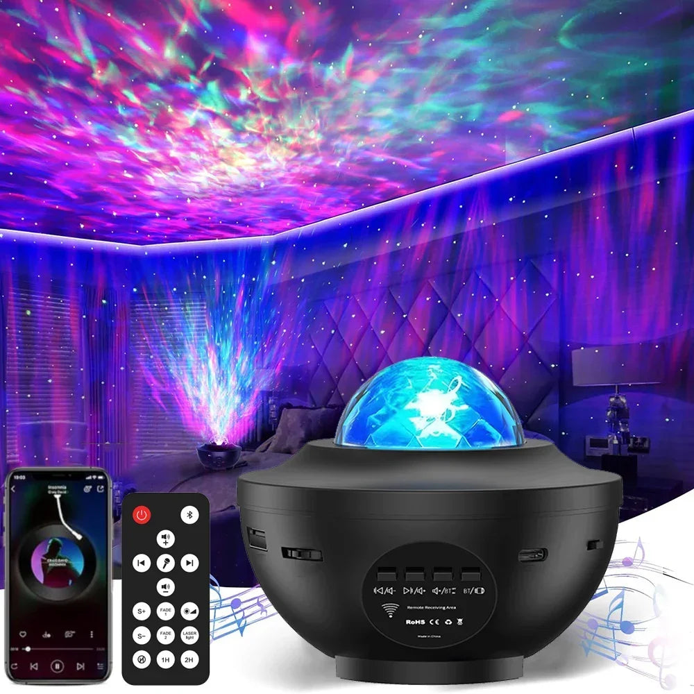 Starry Colorful Galaxy Projector Night Light Child Bluetooth Music Lamp Gift