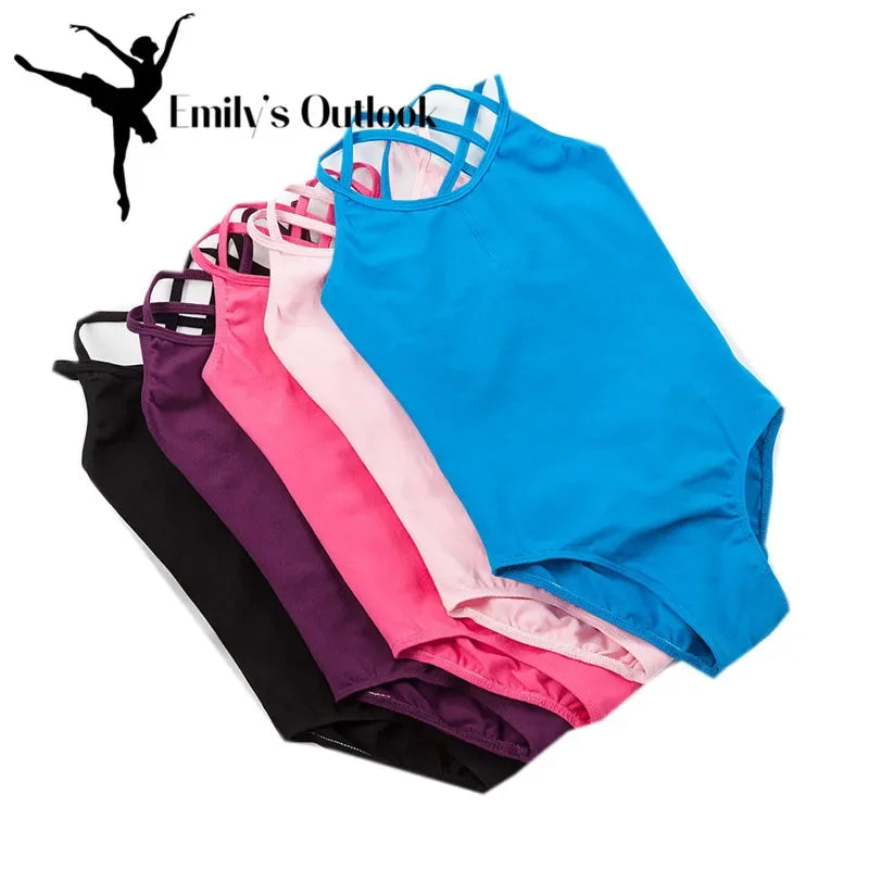 durable double-strap camisole, cross-back, cotton, gymnastics and ballet training – Breathable girls' leotard