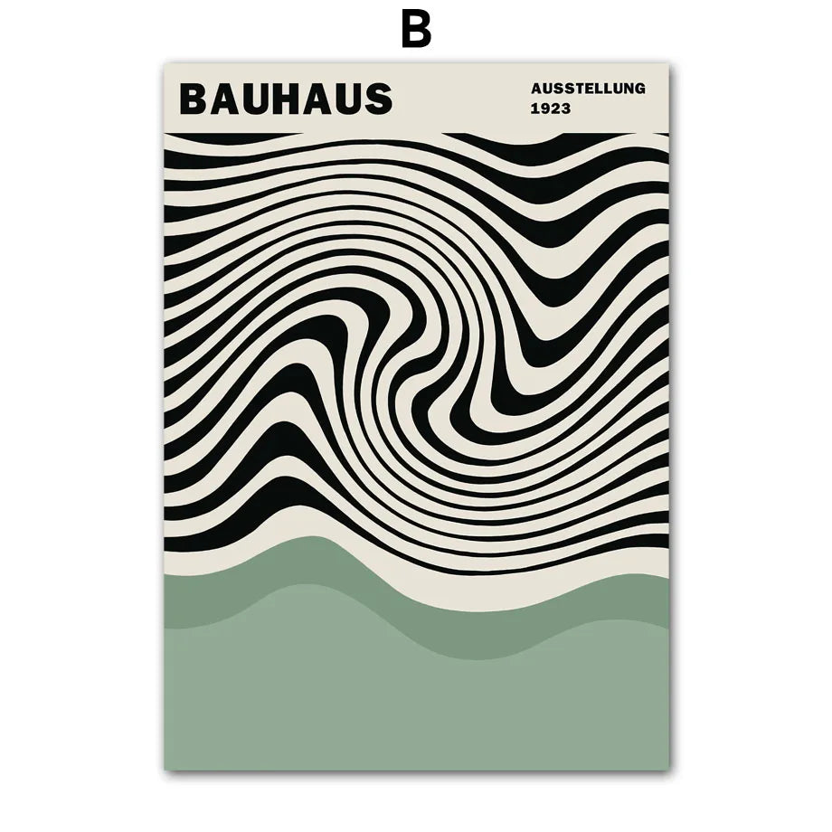 Bauhaus Green Minimalist Wall Art Canvas Print Water-Resistant
