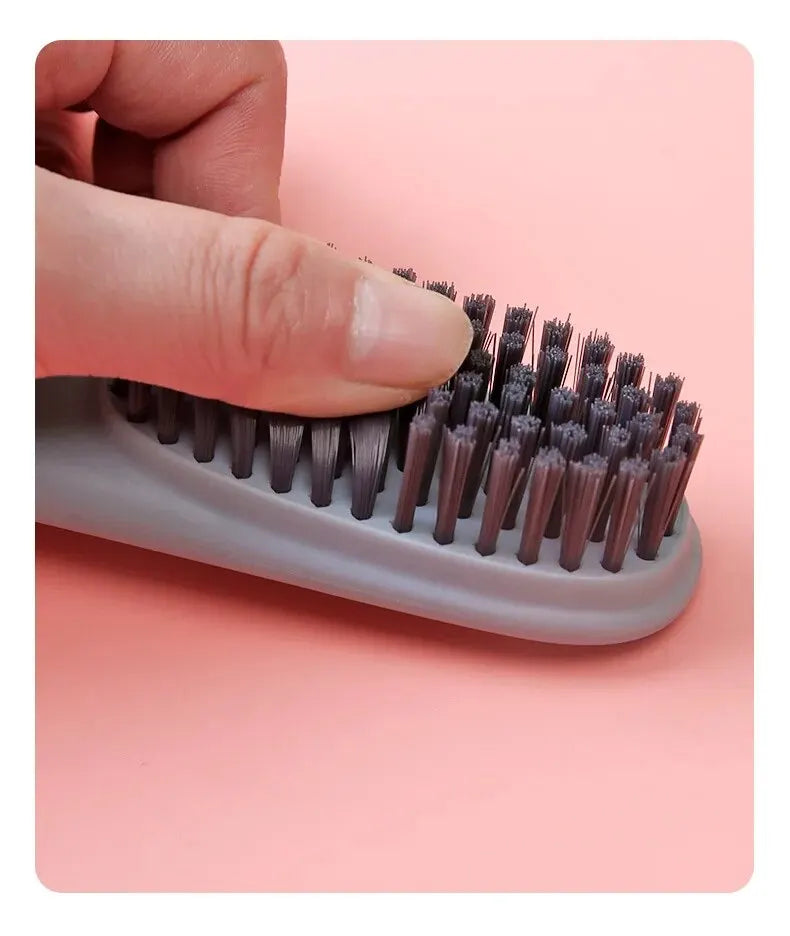 Plush Bristled 2pc Household Cleaning Brushes - Long Handle Shoe & Clothes Brush Kit