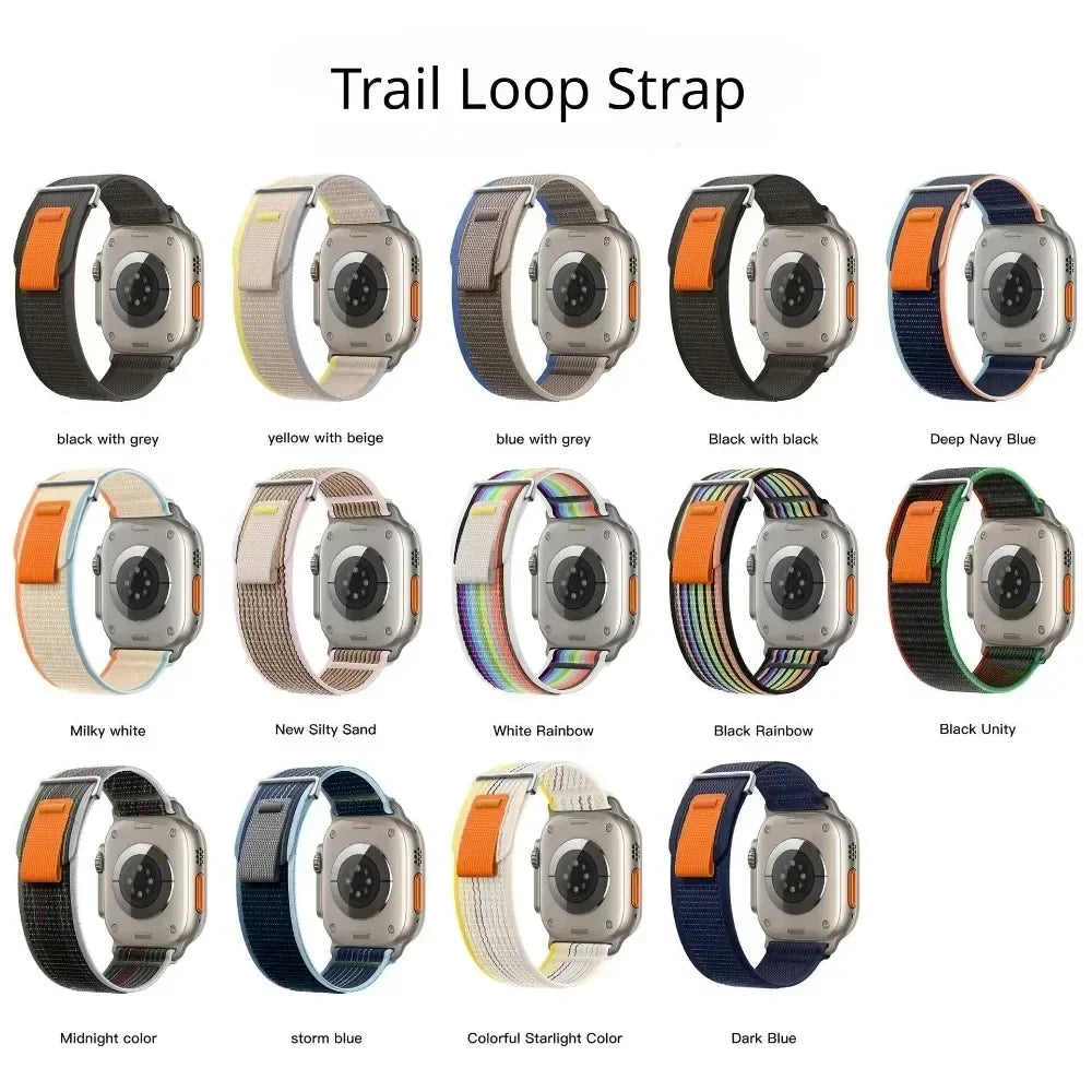 Trail Nylon Loop Apple Watch Band - Breathable Sport Strap for Ultra 3 2, Series 11 10 9 8 7 41-49mm