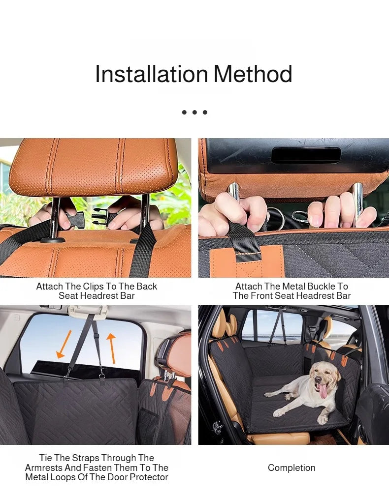 Water-Resistant Pet Car Seat Cover - Anti-Slip Scratch-Proof Hammock Back Seat Protector for Dogs