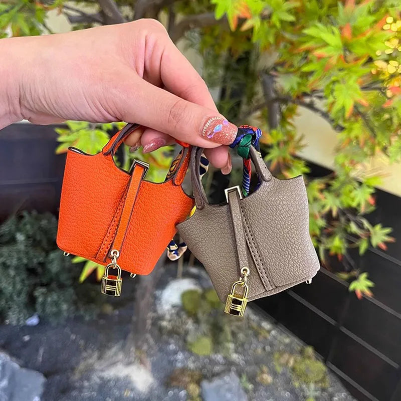 Free 1+1 Birkin Inspired Mini Hand Bag - Basket Bag Charm