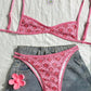 high-leg cut floral print, polyester, elastane, for swimming – Fast-dry women's bikini set