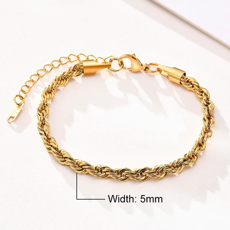 Steel Stainless Rope Chain Bracelet Twisted Singapore