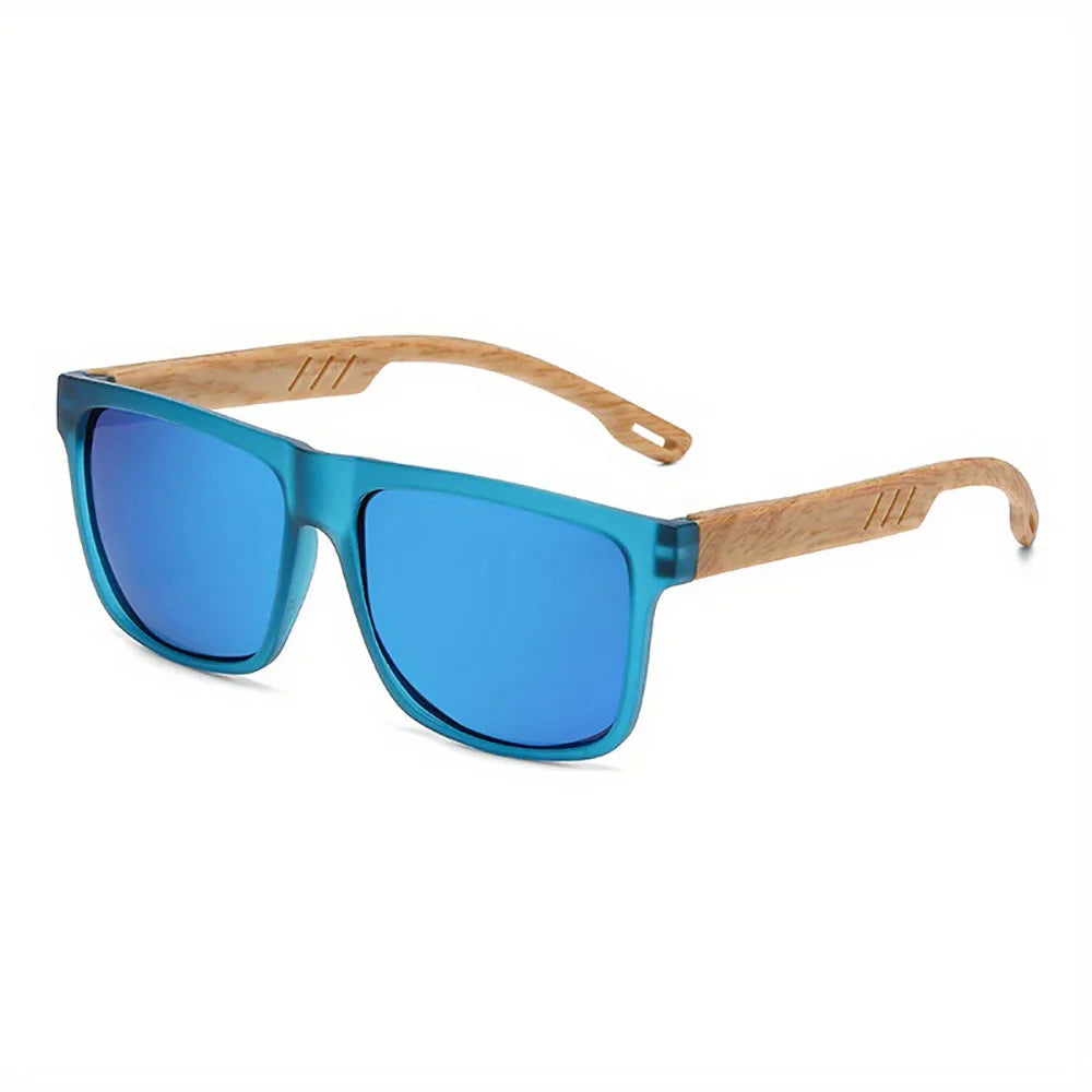 Square Sunglasses Frame Unisex Outdoor Eyewear UV400 Protection Summer 2026 Trend Wood Grain Hinges