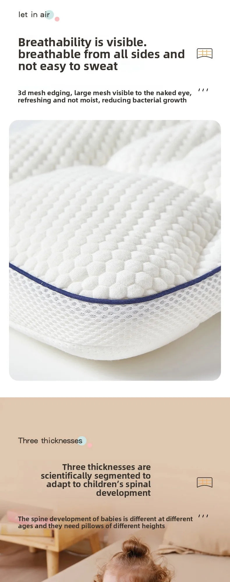 All-Season Cotton Sleeping Pillow for Toddlers & Kindergarten Kids – Baby Neck Support Pillow