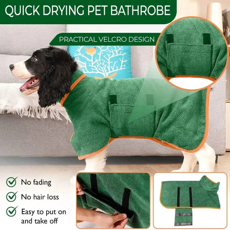Microfiber Dog Bathrobe Towel - Flexible Absorbent Coat for Cats & Dogs, Pet Grooming Maintenance
