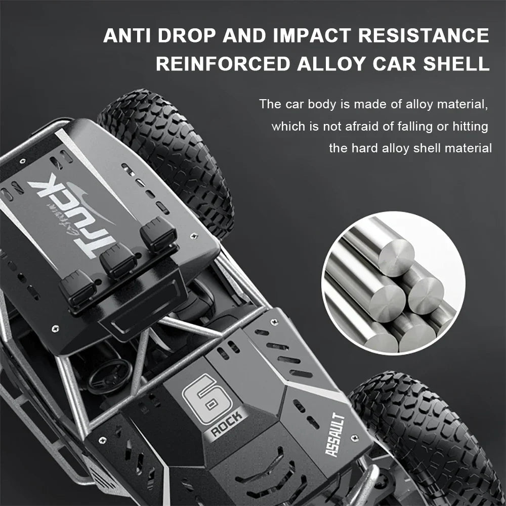 Remote2025 Edition Control Car Off Road Monster Truck Rock Crawler 4WD Dual Motors Metal Shell LED Headlights Kids Gift Fall