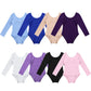 Plush girls' leotards - long sleeve solid color, polyester, for ballet and gymnastics training