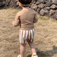 Fast-dry baby boys' swimwear set - long-sleeve top and shorts, polyester, for swimming