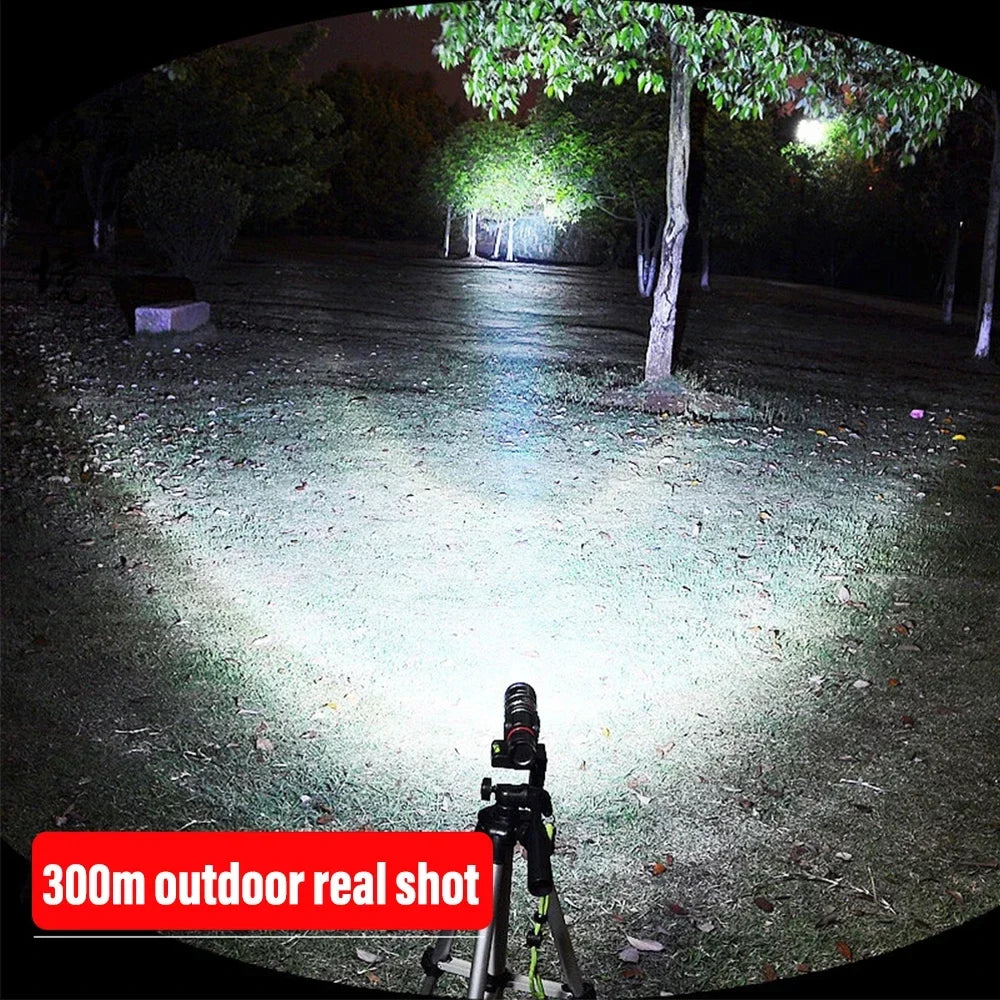 High Power LED Flashlights Zoomable Camping Torch with T6 LED, Water-Resistant, 4 Lighting Modes, USB Charger, Outdoor Emergency Light