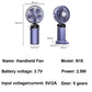 Hand-Held Mini Fan 3000mAh Travel-Friendly USB Battery-Powered Desk Fan 5 Speed Neck Hanging Outdoor Display Screen