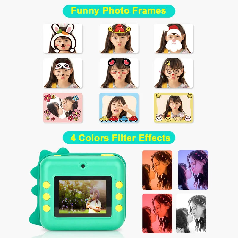 Instant Children's Photo Camera with Thermal Printing 1080P Digital Camera for Creative Kids' Gift