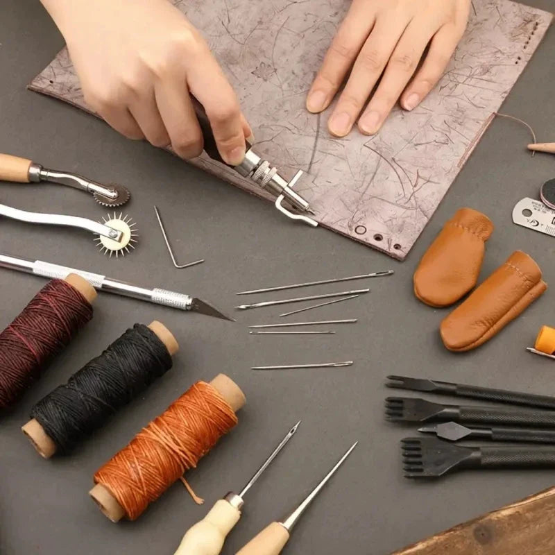 Leather Sewing Kit All In One Leather Craft Device Kit With Awl Needles And Thread DIY Gift Idea