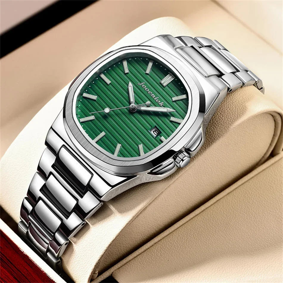 Deluxe Quartz Watch Stainless Steel Date Water-Resistant Luminous