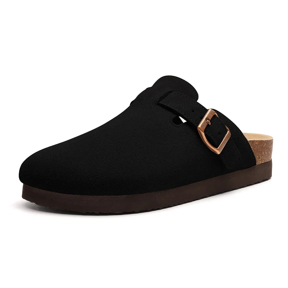 Unisex Suede Footbed Clogs – Comfort Cork Slide Sandals
