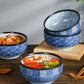 Wave Qinghai Noodle Bowl Hand Painted Vintage Ceramic Bowl