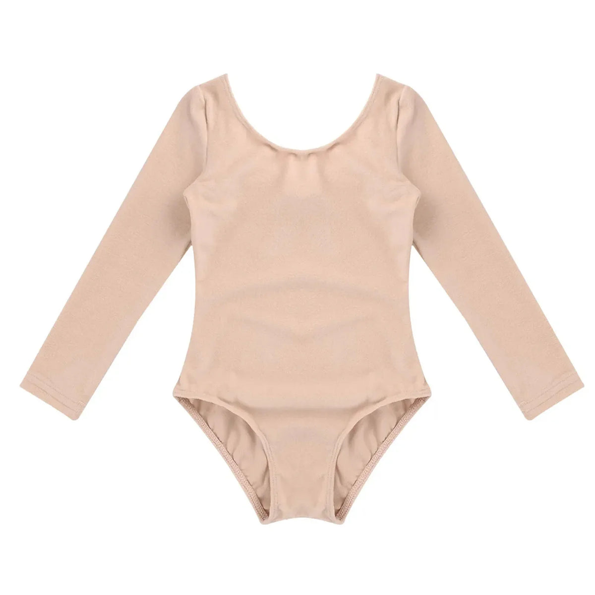 Plush girls' leotards - long sleeve solid color, polyester, for ballet and gymnastics training