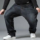 Relaxed Oversized Men's Jeans - High Waist, Stretch Denim