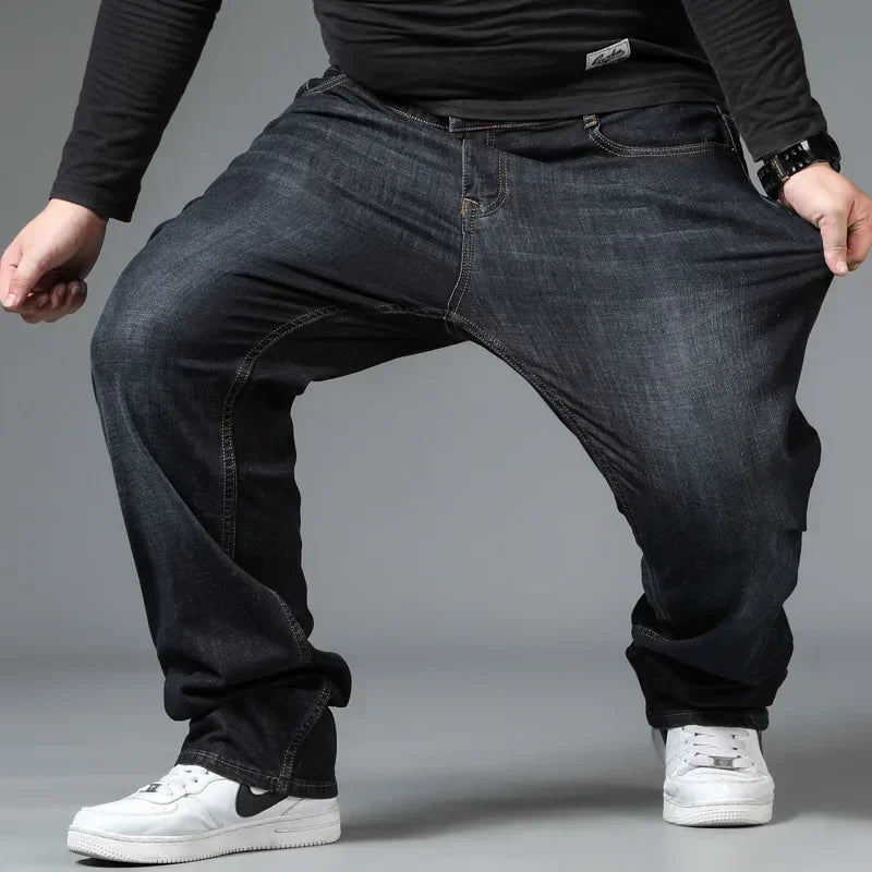 Relaxed Oversized Men's Jeans - High Waist, Stretch Denim